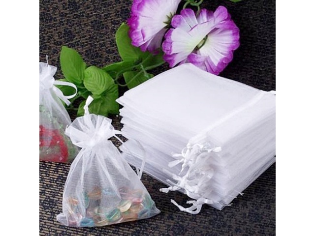 100 White Drawstring Jewelry Gift Pouches 9x7cm - Click Image to Close