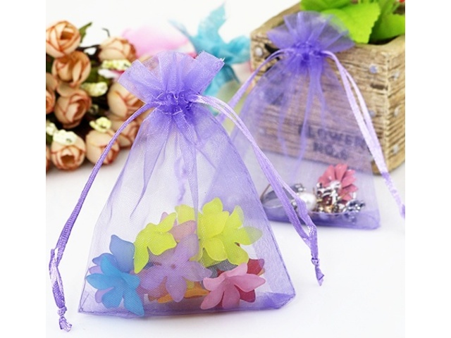 100 Purple Drawstring Jewelry Gift Pouches 12x9cm