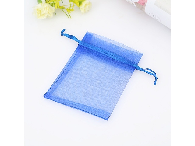 100X Plain Dark Blue Organza Gift Jewelry Pouches 9x7cm - Click Image to Close