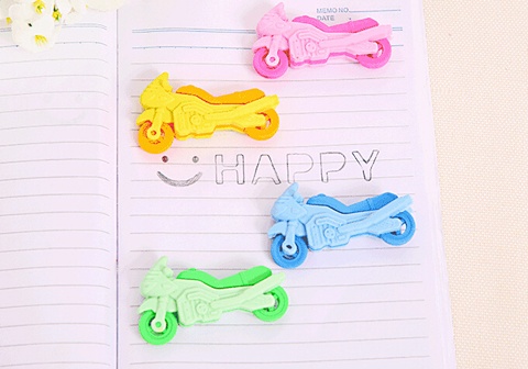 36Pcs Motorcycle Shape Funny Erasers Mixed Color - Click Image to Close