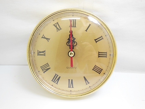 10Pcs Golden Edged Clock Face with Movement - Click Image to Close