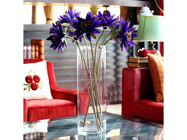 1X Wedding Clear Glass Cylinder Table Flower Vases 34.5x15cm