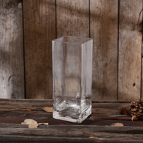 4X Wedding Clear Glass Square Cube Vase 10x10x25cm - Click Image to Close