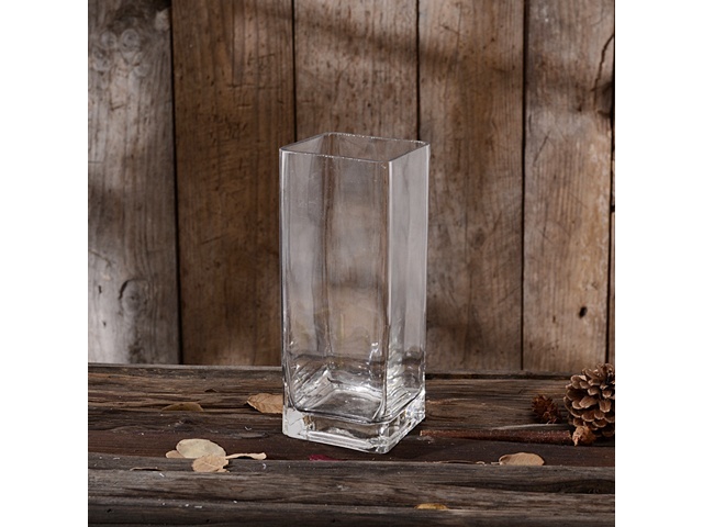 4X Wedding Clear Glass Square Cube Vase 10x10x25cm - Click Image to Close