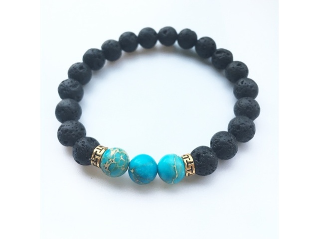 5X New Healing Bead Yoga Bracelet with 3 Blue Beads