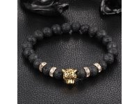 5X New Healing Bead Yoga Bracelet with Golden Leopard Head Beads