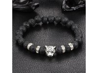 5X New Healing Bead Yoga Bracelet with Silver Leopard Head Beads