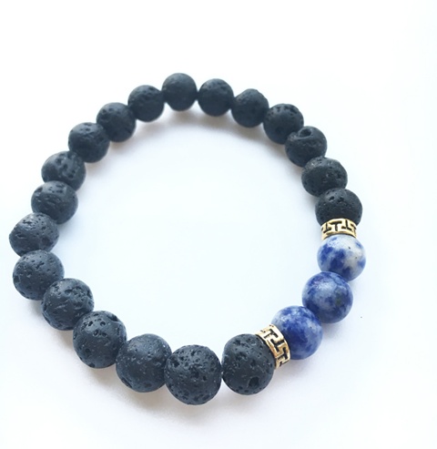 5X New Healing Bead Yoga Bracelet with 3 Dark Blue Beads - Click Image to Close