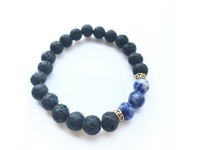 5X New Healing Bead Yoga Bracelet with 3 Dark Blue Beads - Click Image to Close