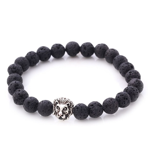 5X New Healing Bead Yoga Bracelet with Silver Lion Head Beads - Click Image to Close