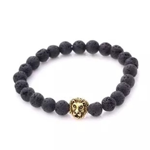 5X New Healing Bead Yoga Bracelet with Golden Lion Head Beads - Click Image to Close