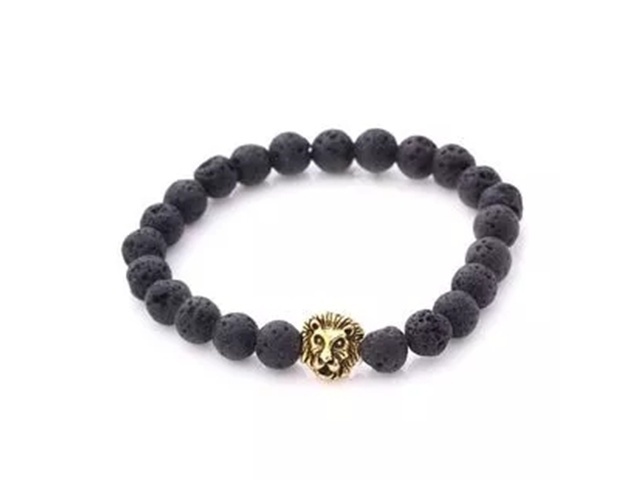 5X New Healing Bead Yoga Bracelet with Golden Lion Head Beads - Click Image to Close