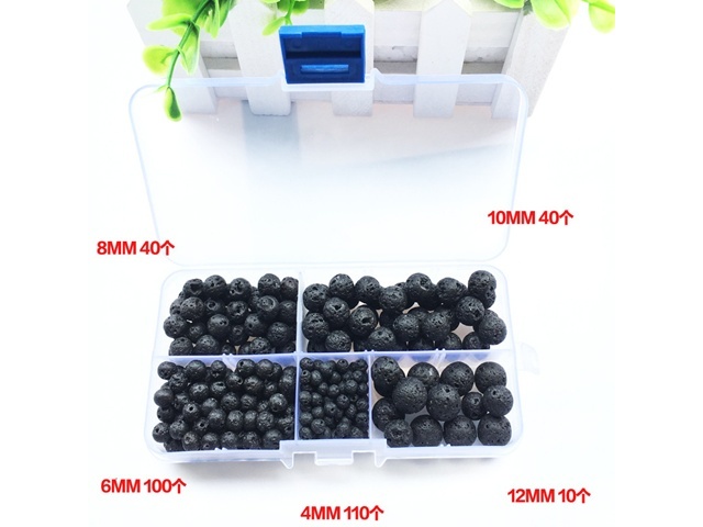 1Box Black Volcanic Lava Gemstone Mixed Size for DIY