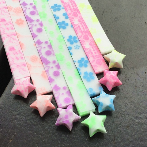 520 Handcraft Fluorescence Origami Lucky Star Paper for Funny - Click Image to Close