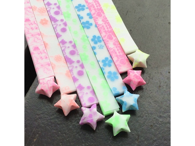 520 Handcraft Fluorescence Origami Lucky Star Paper for Funny - Click Image to Close