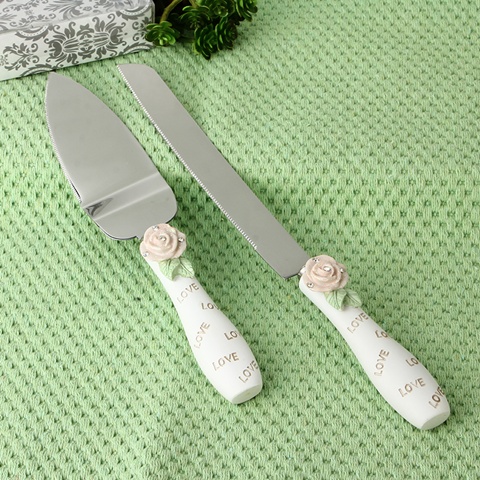 1X Wedding Cake Knife & Serving Set - Rose Flower Love Gift Boxe - Click Image to Close