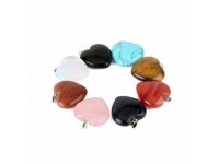 50 Charms Gemstone Heart Beads Pendants Wholesale Assorted
