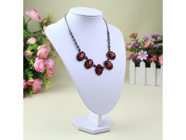 1X White Leatherette Necklace Display Bust 35cm High