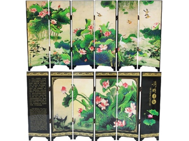 1X Mini Desktop Room Divider 6 Panel Folding Screen Decoration -