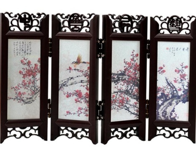 1X Mini Desktop Room Divider 4 Panel Folding Screen Decoration - - Click Image to Close