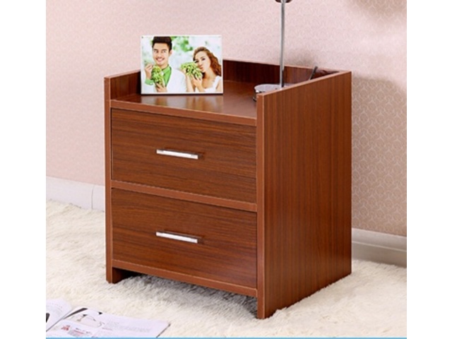 1X New Coffee Bedside Cabinet - 2 Drawer 45x38x35cm