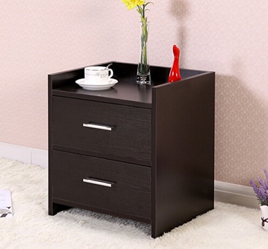 1X New Black Bedside Cabinet - 2 Drawer 45x38x35cm - Click Image to Close