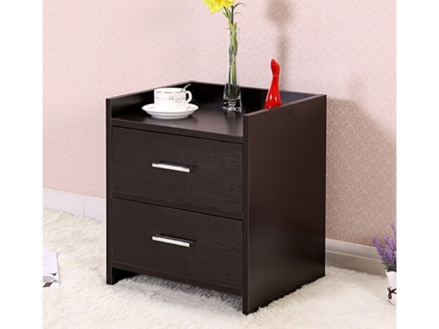 1X New Black Bedside Cabinet - 2 Drawer 45x38x35cm - Click Image to Close