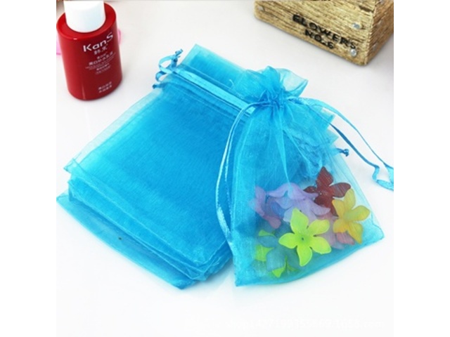 100 Light Blue Drawstring Jewelry Gift Pouches 18x13cm - Click Image to Close