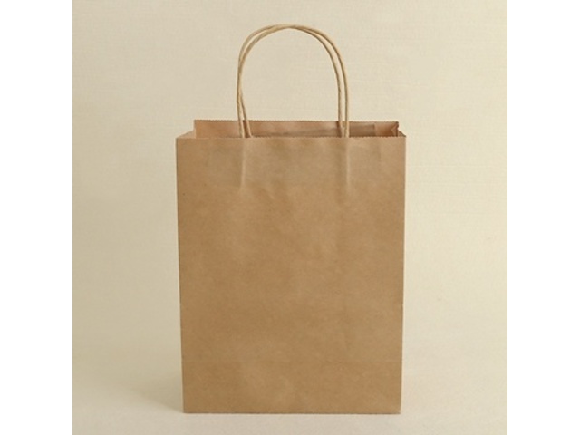 50 Light Coffee Kraft Paper Bags with Carrying Strap 26.5x21x11 - Click Image to Close