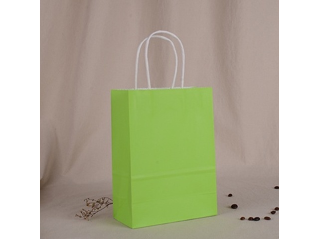 48 Bulk Kraft Paper Gift Carry Shopping Bag 26.7x22x11cm Green - Click Image to Close