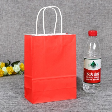 48 Bulk Kraft Paper Gift Carry Shopping Bag 21x15x8cm Red - Click Image to Close