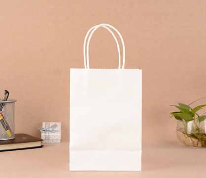 4x12 Kraft Paper Bags with Carrying Strap 17x15.5x9.5cm - Click Image to Close