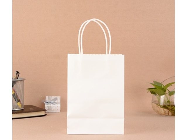 4x12 Kraft Paper Bags with Carrying Strap 17x15.5x9.5cm - Click Image to Close