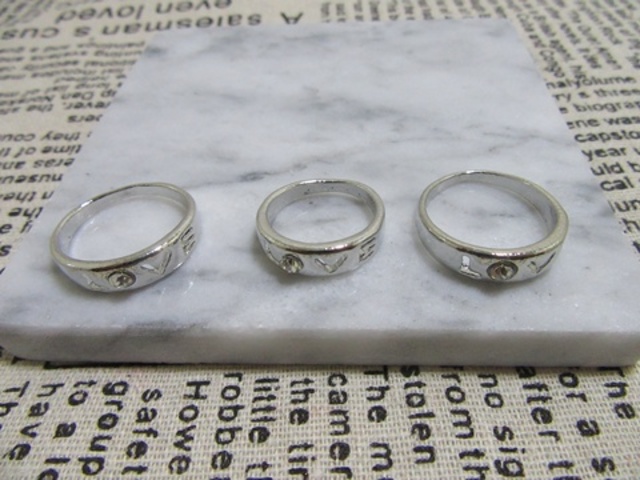 100 New Shiny Metal Rhinestone Love forever Rings 100 New Shiny Metal Rhinestone Love forever Rings
