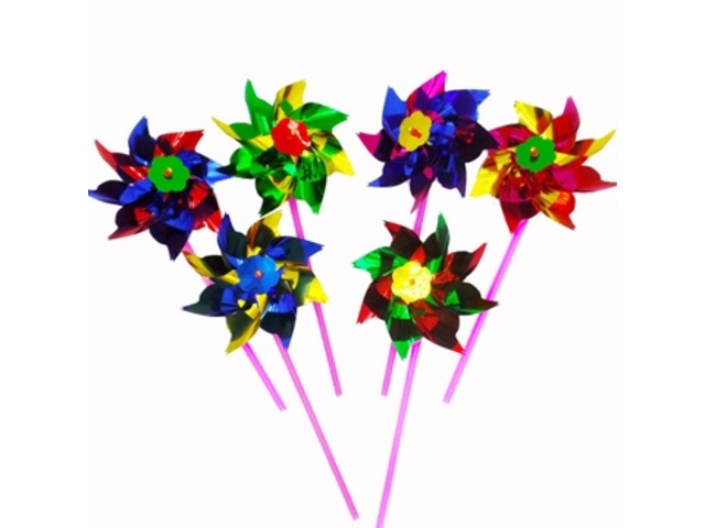 100 New Colourful Flower DIY Windmill Wholesale Mixed - Click Image to Close