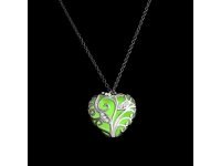 5X Green Glow In the Dark Hollow Heart Fairy Pendant Necklace