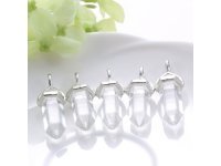 10X Rock Crystal Pendant Hexagon Prism Beads Charms for Necklace