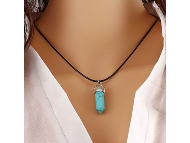 10X Turquoise Pendant Hexagon Prism Beads Charms for Necklace