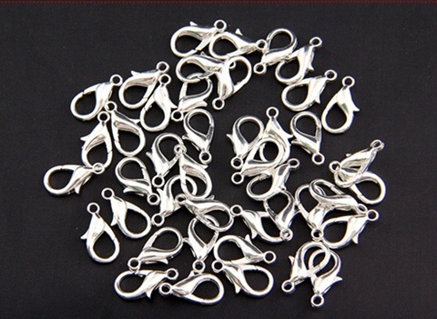 100 Silver Plated Jewelry Lobster Claw Clasp 23mm - Click Image to Close