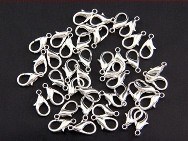 100 Silver Plated Jewelry Lobster Claw Clasp 23mm - Click Image to Close