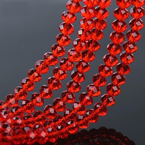 10Strand x 88Pcs Red Rondelle Faceted Crystal Beads 6mm - Click Image to Close
