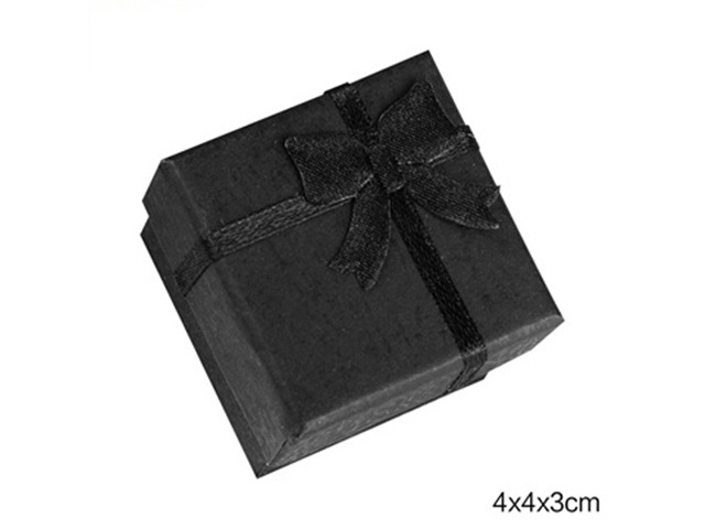 24 Black Ring Display Gift Box Ribbon Top 4x4cm - Click Image to Close