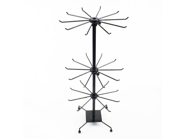 1Pc New Adjustable Height 3-layer Wire Display Rack - Black