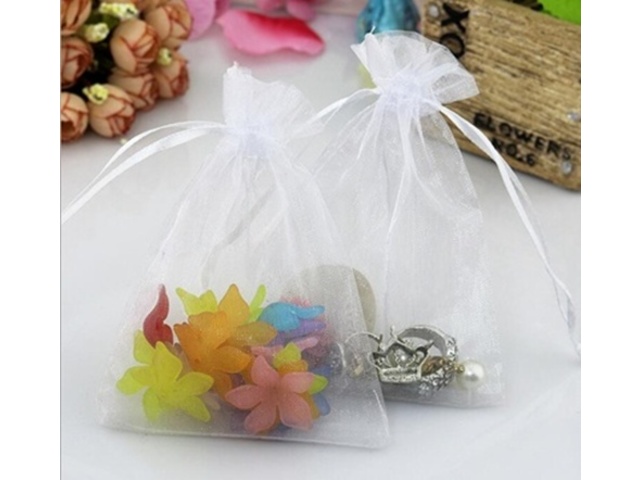 98 White Drawstring Jewelry Gift Pouches 18x13cm - Click Image to Close