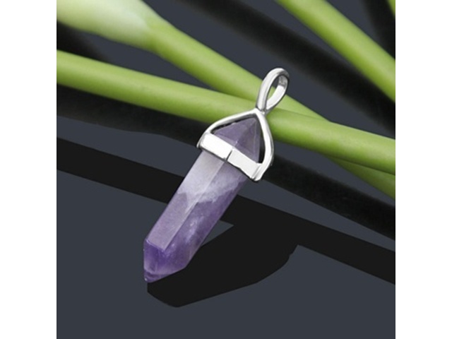 10X Amethyst Pendant Hexagon Prism Beads Charms for Necklace