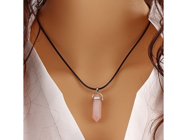 10X Rose Quartz Pendant Hexagon Prism Beads Charms for Necklace - Click Image to Close