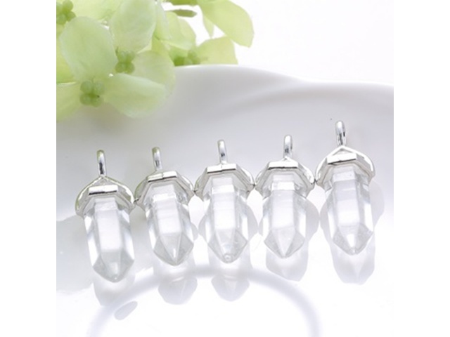 10X Rock Crystal Pendant Hexagon Prism Beads Charms for Necklace
