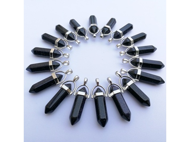 10X Dark Blue Dinas Pendant Hexagon Prism Beads Charms Necklace