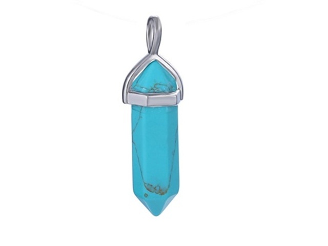 10X Blue Turquoise Pendant Hexagon Prism Beads Charms Necklace 10X Blue Turquoise Pendant Hexagon Prism Beads Charms Necklace