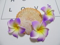 50 New Purple & Yellow Fabulous Foam Frangipani Flower 4.5x2cm